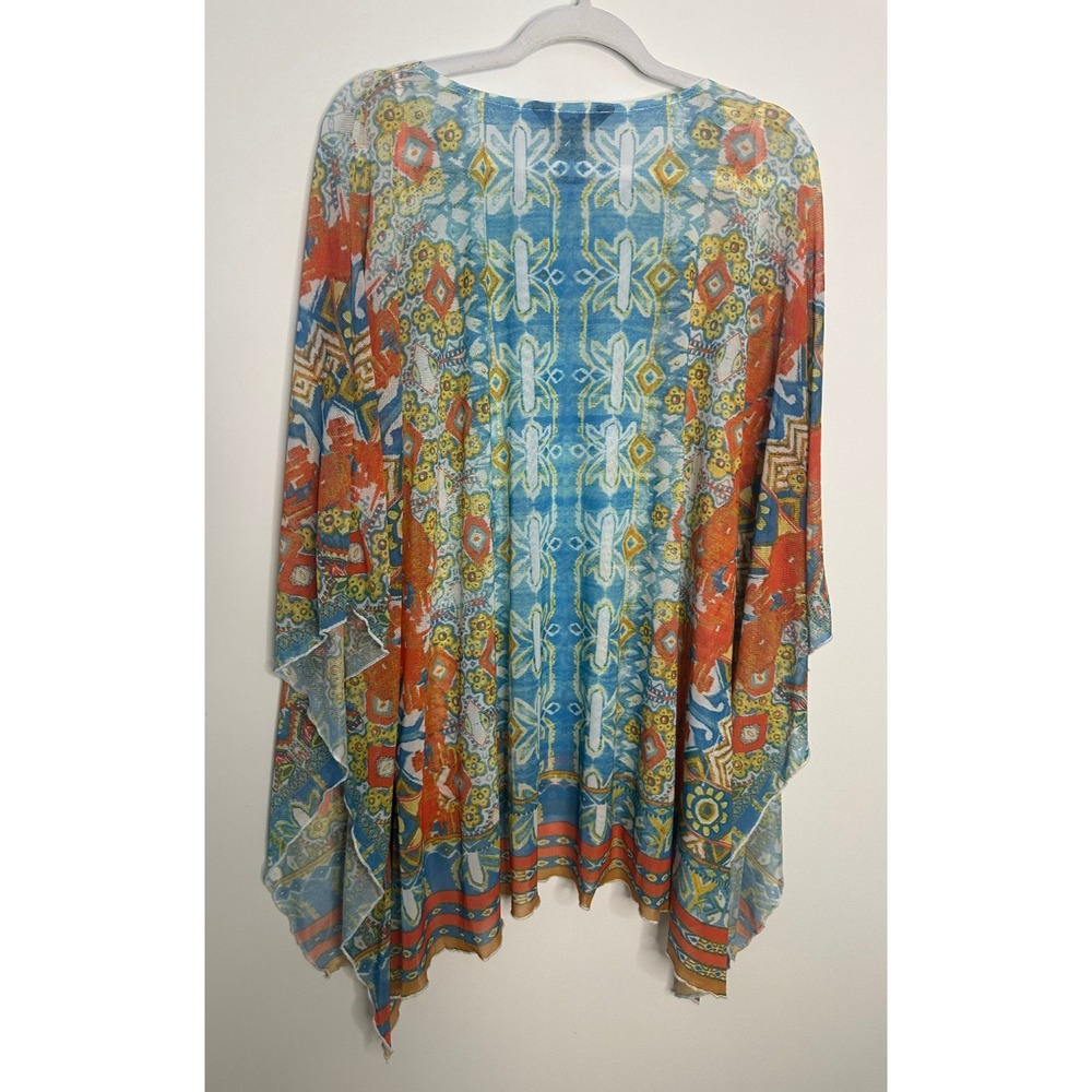 Ali Miles Womens XL Sheer Mesh Poncho Top Geometric Handkerchief Hem *Flawed - Picture 13 of 14